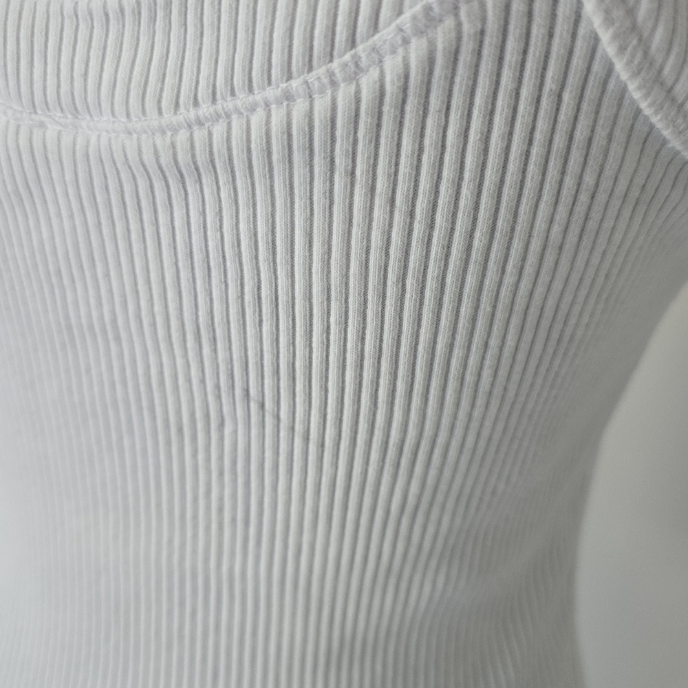 Free People Bridgette White Button Up Ribbed Tee Tank Top Shirt Slim Size S/P - Picture 10 of 11